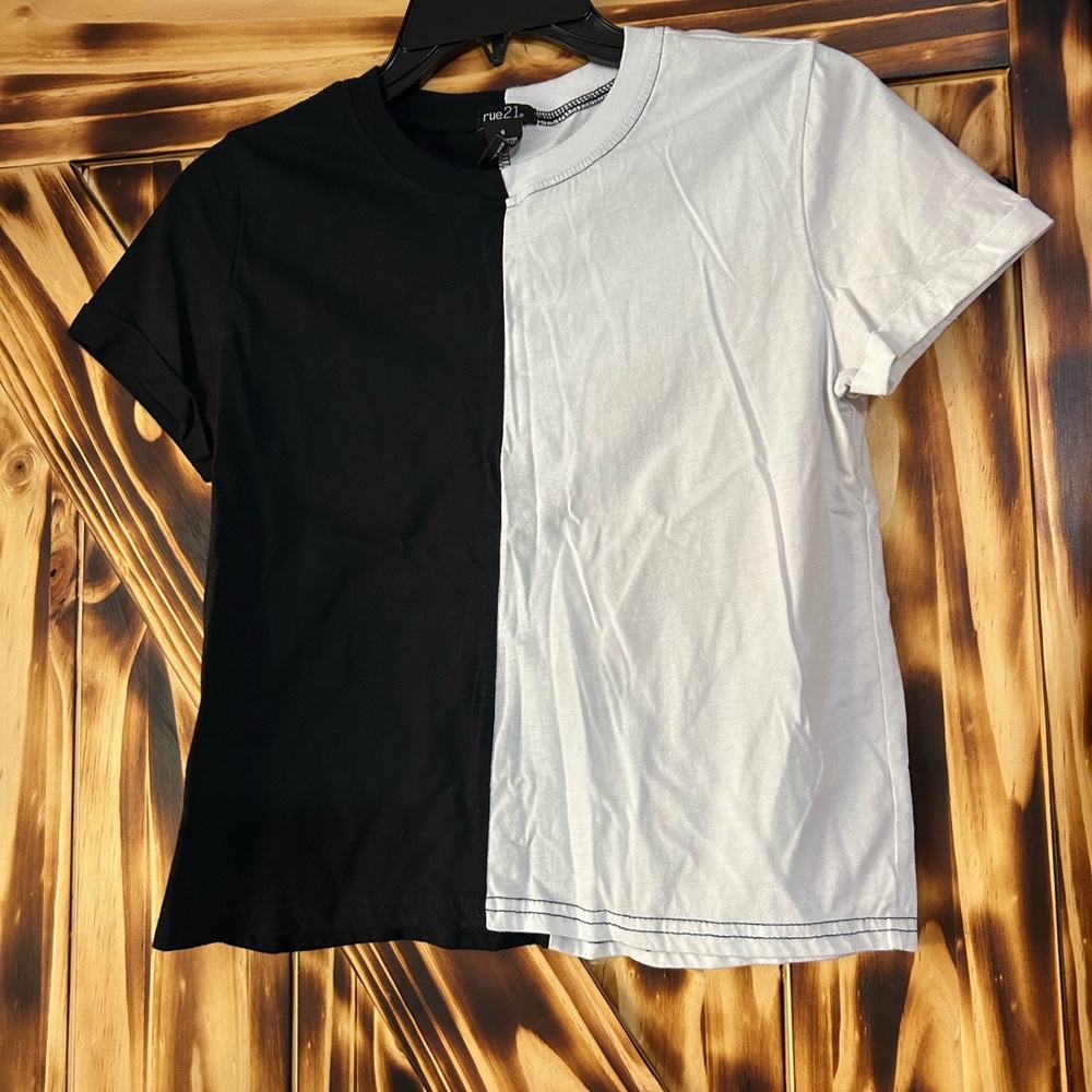 Rue21 Two-Tone Black and White Tee